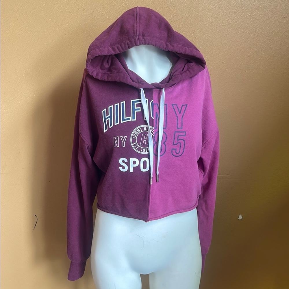 Tommy Hilfiger Magenta Cropped Hoodie size Sm